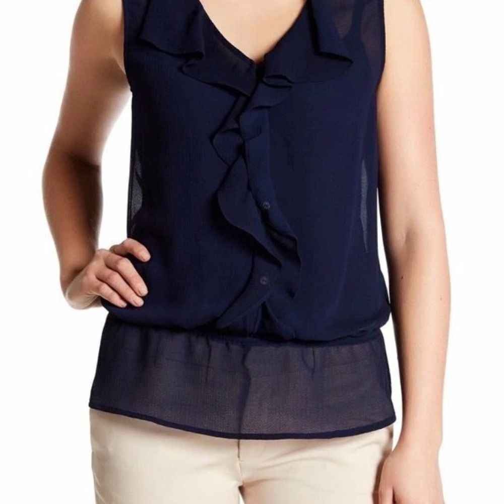 Laundry By Shelli Segal Deep Blue Ruffle Blouse